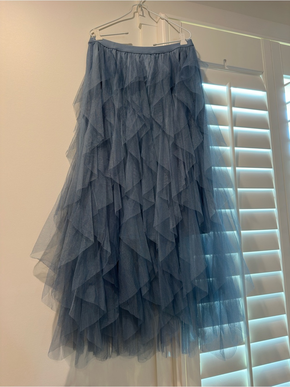 Blue Layered Tulle Midi Skirt - Picture 2 of 3